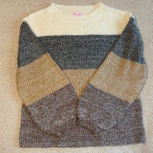 Pink Lily Neutral Multicolor Striped Sweater